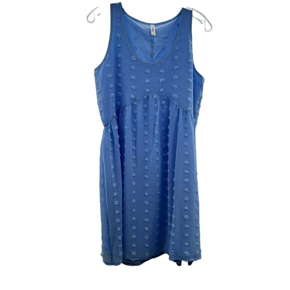 Zenana Women's Scoop Neck Sleeveless A-Line Dress Blue Dotted Embroidered S - Picture 1 of 9